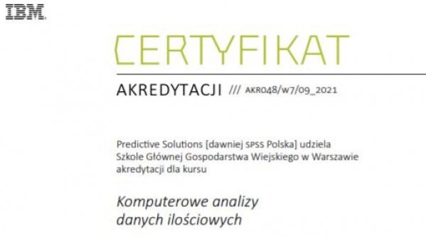 Predictive Solutions udziela Szkole Głównej Gospodarstwa Wiejskiego w Warszawie akredytacji dla kursu Komputerowe analizy danych ilościowych